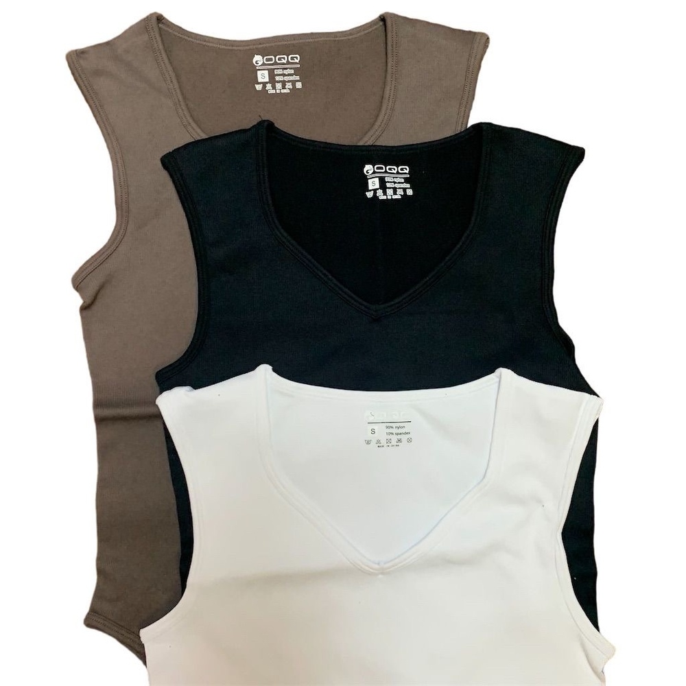 3-pack Women's Sleeveless V-Neck Bodysuit - Picture 4 of 9
